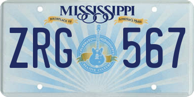 MS license plate ZRG567