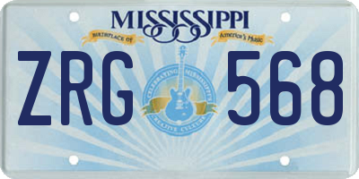 MS license plate ZRG568