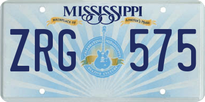 MS license plate ZRG575