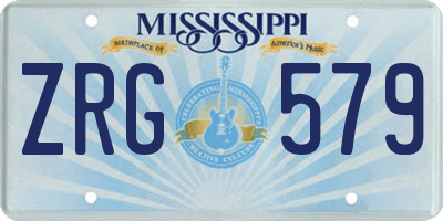 MS license plate ZRG579