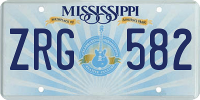 MS license plate ZRG582