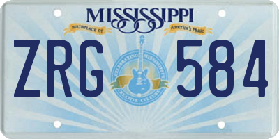 MS license plate ZRG584