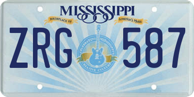 MS license plate ZRG587