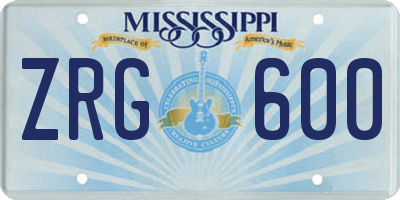 MS license plate ZRG600