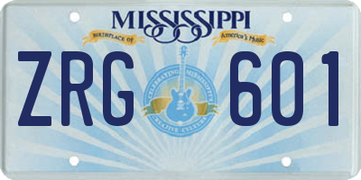 MS license plate ZRG601