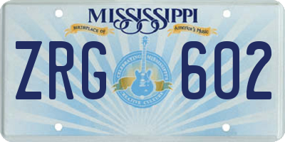 MS license plate ZRG602