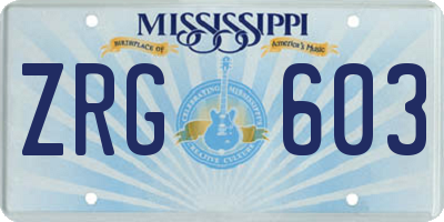 MS license plate ZRG603