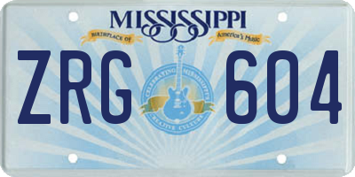 MS license plate ZRG604