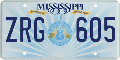 MS license plate ZRG605