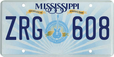 MS license plate ZRG608