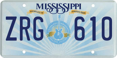 MS license plate ZRG610