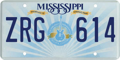 MS license plate ZRG614