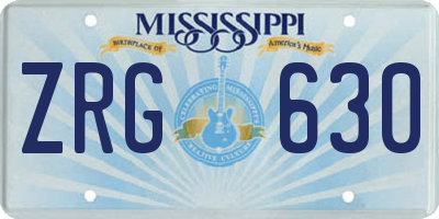 MS license plate ZRG630