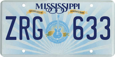 MS license plate ZRG633