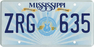 MS license plate ZRG635