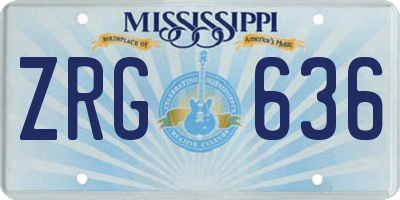 MS license plate ZRG636