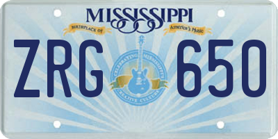 MS license plate ZRG650
