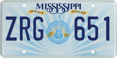 MS license plate ZRG651
