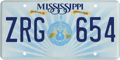 MS license plate ZRG654