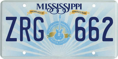 MS license plate ZRG662