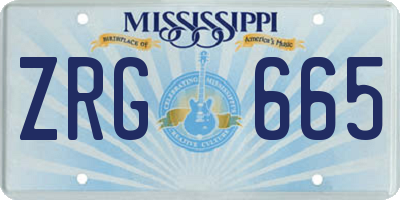 MS license plate ZRG665