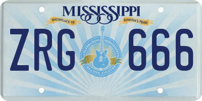 MS license plate ZRG666
