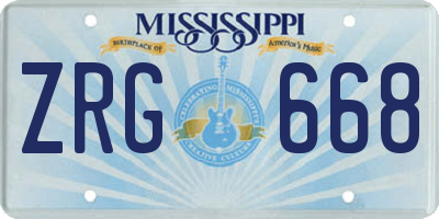 MS license plate ZRG668