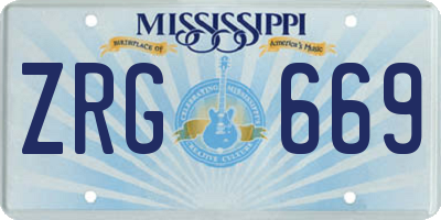 MS license plate ZRG669