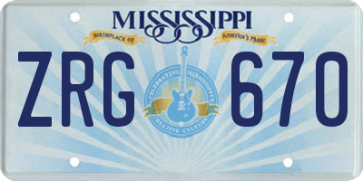 MS license plate ZRG670