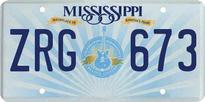 MS license plate ZRG673