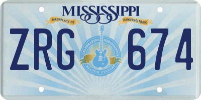 MS license plate ZRG674