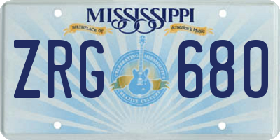 MS license plate ZRG680