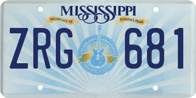 MS license plate ZRG681