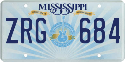 MS license plate ZRG684