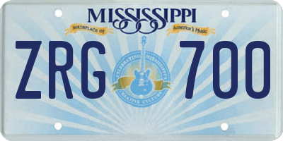 MS license plate ZRG700