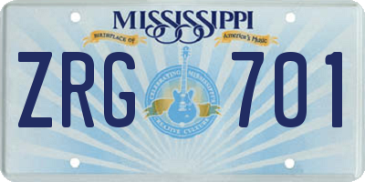 MS license plate ZRG701