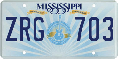 MS license plate ZRG703