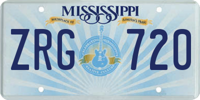 MS license plate ZRG720