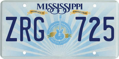 MS license plate ZRG725