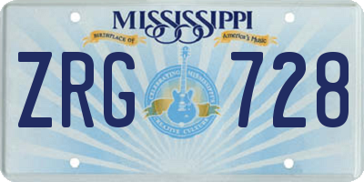 MS license plate ZRG728