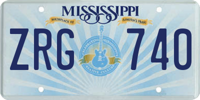 MS license plate ZRG740