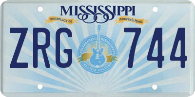 MS license plate ZRG744