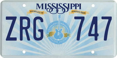 MS license plate ZRG747