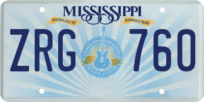 MS license plate ZRG760
