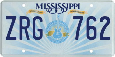 MS license plate ZRG762