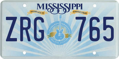 MS license plate ZRG765