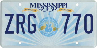 MS license plate ZRG770