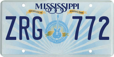 MS license plate ZRG772