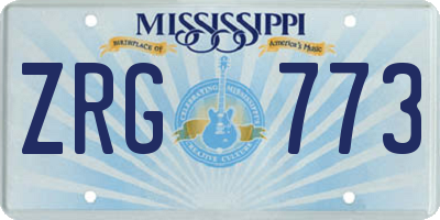 MS license plate ZRG773
