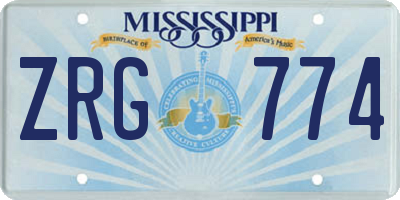 MS license plate ZRG774